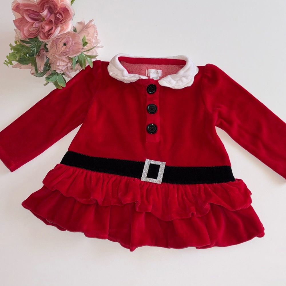 Santa Dress 24M MUD PIE SANTA TUNIC 24M Baby Girl Santa Tunic Dress 24M